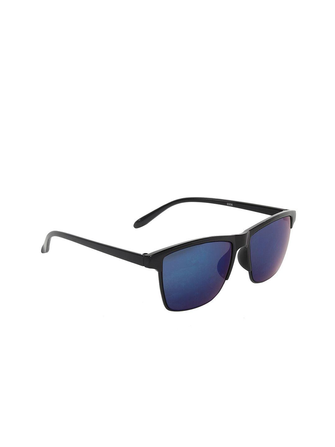 scaglia unisex blue lens & black wayfarer sunglasses with uv protected lens