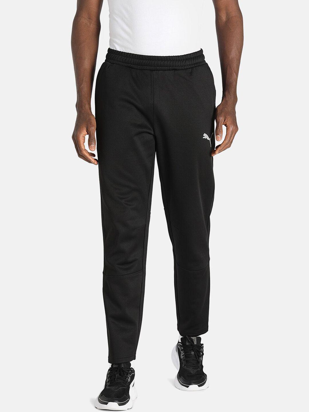 puma men black regular fit track pants