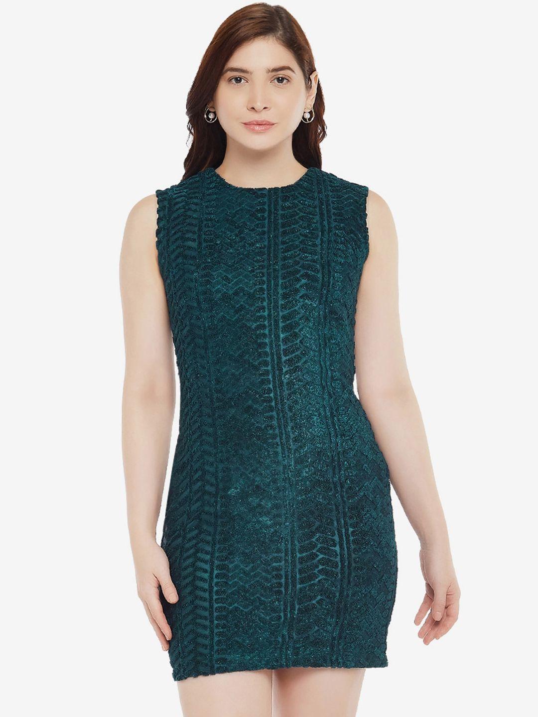 emmyrobe green self design bodycon dress