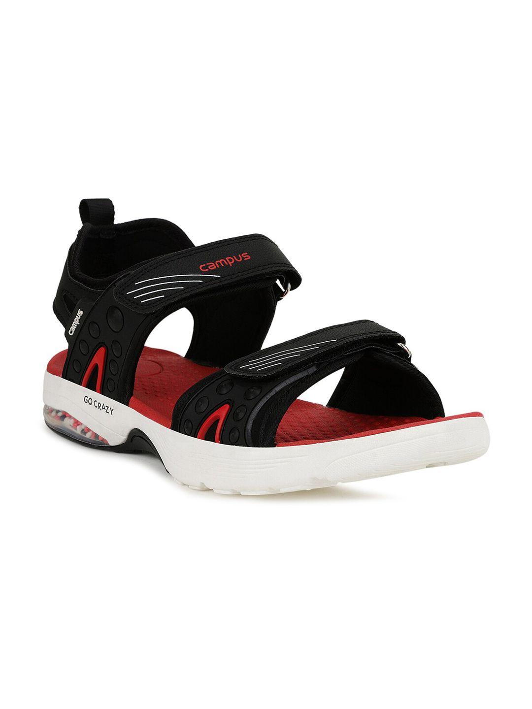 campus men black & red patterned sports sandals