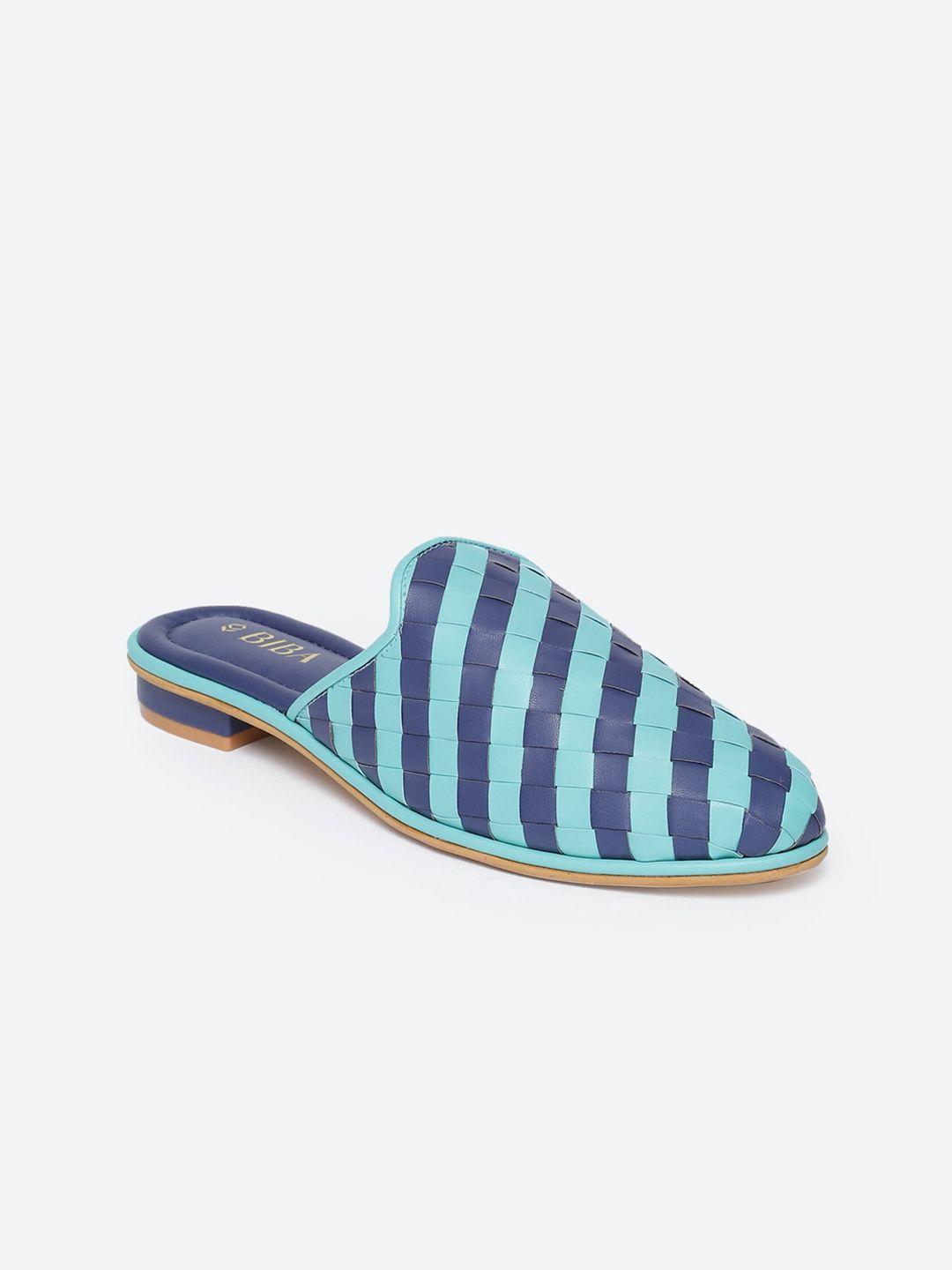 biba women turquoise blue mules flats