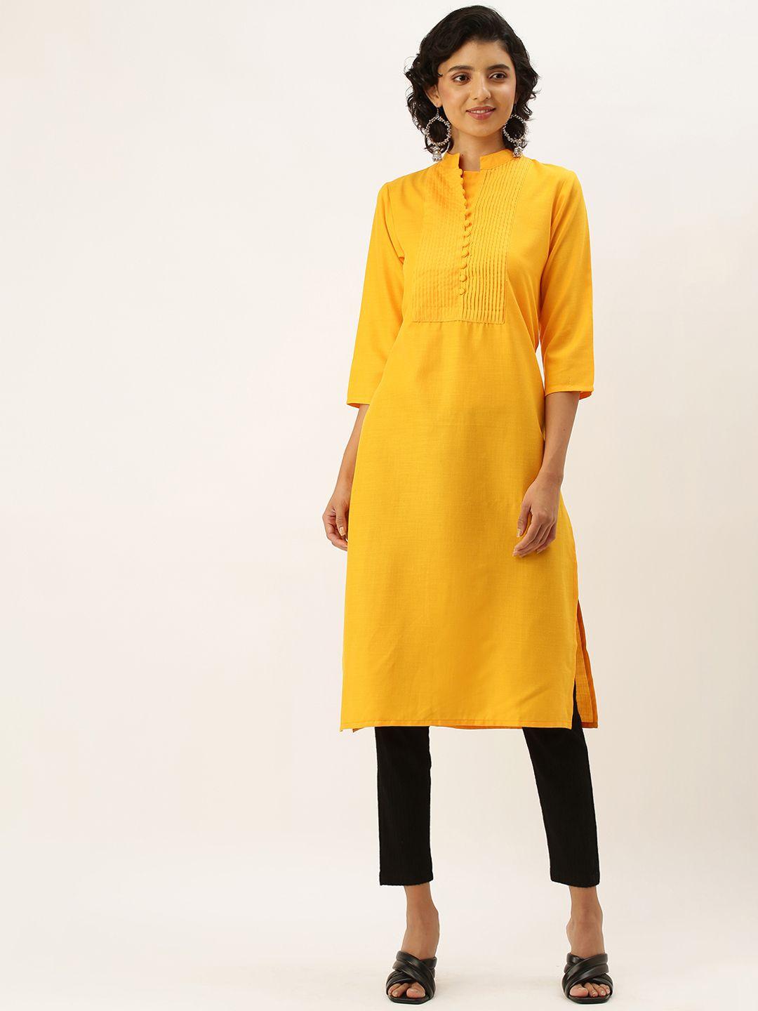 zola women yellow solid kurta