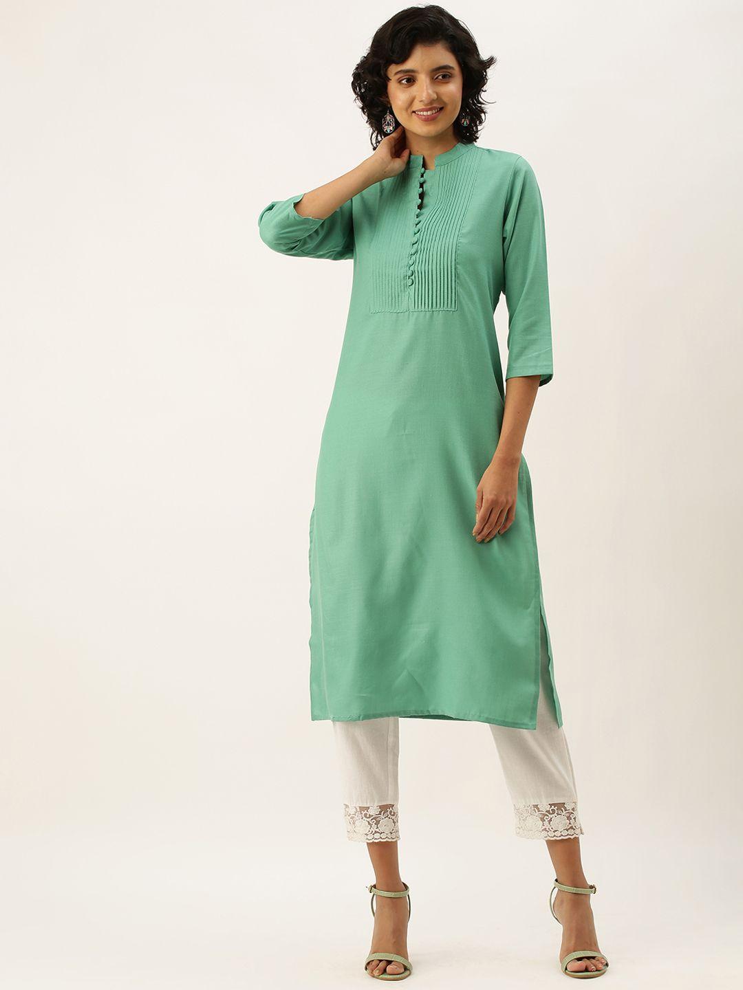 zola women turquoise blue thread work kurta