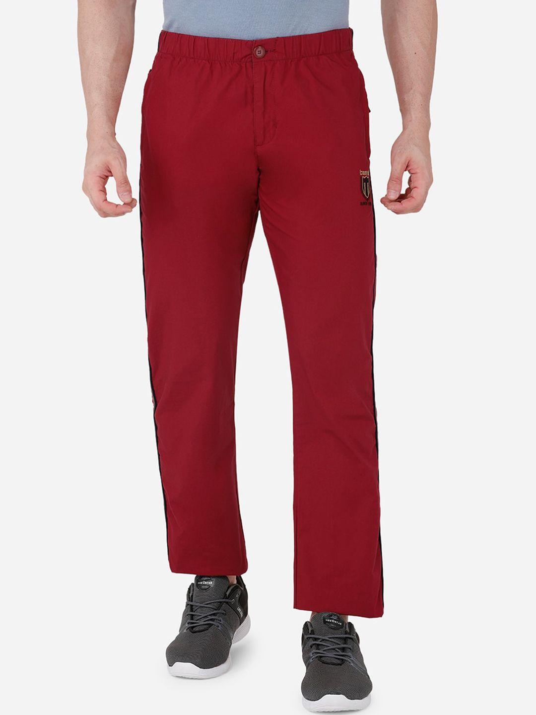 beevee men red solid pure cotton track pants