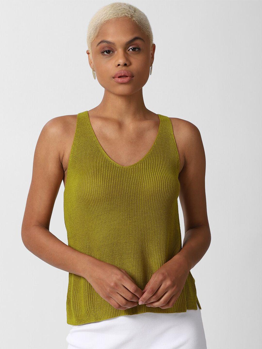 forever 21 women olive green ribbed sweater vest