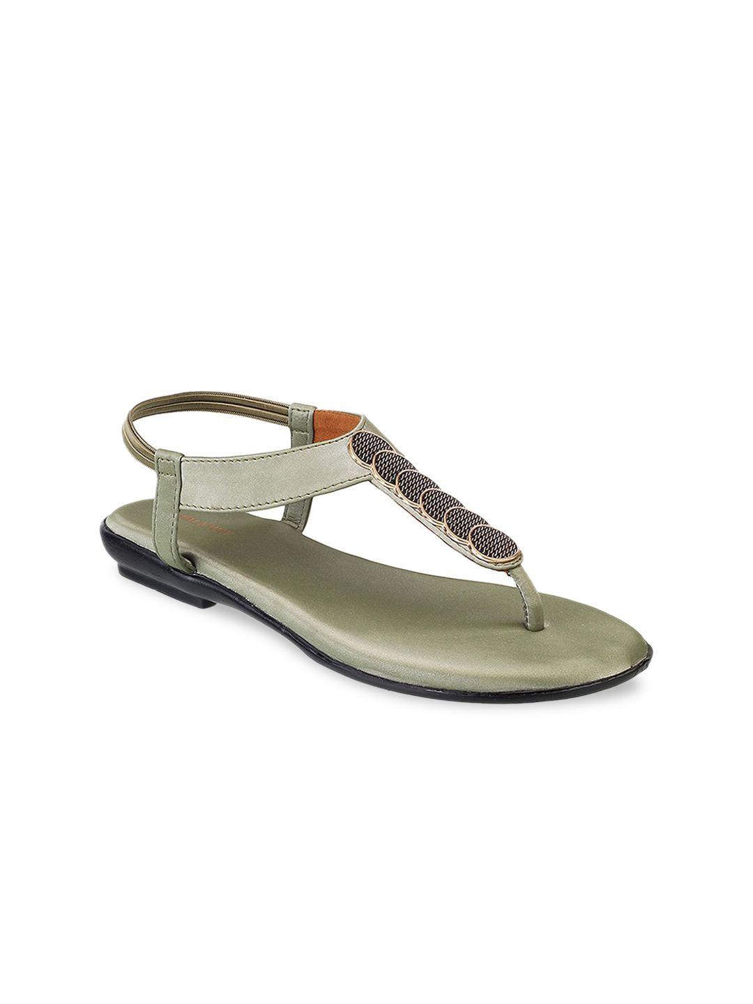 walkway by metro women green t-strap flats