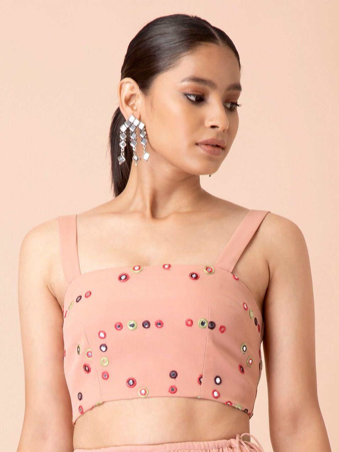 indya x payal singhal pink mirror work crop top