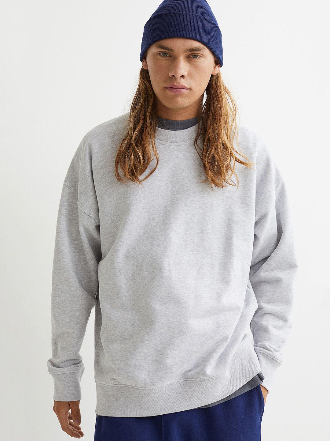 h&m men grey cotton sweatshirt