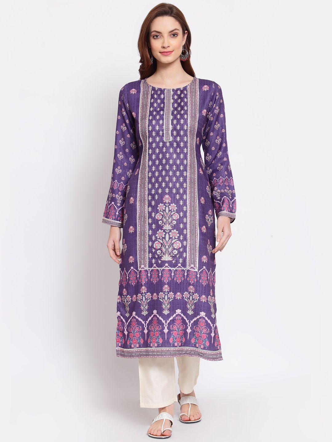 myshka women purple ethnic motifs printed kurta