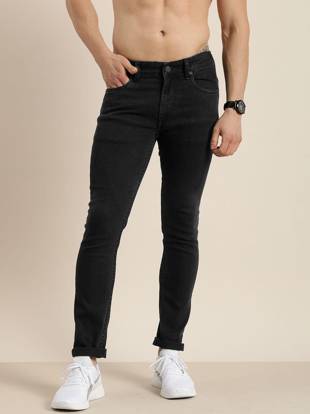 moda rapido men black skinny fit mid rise stretchable jeans