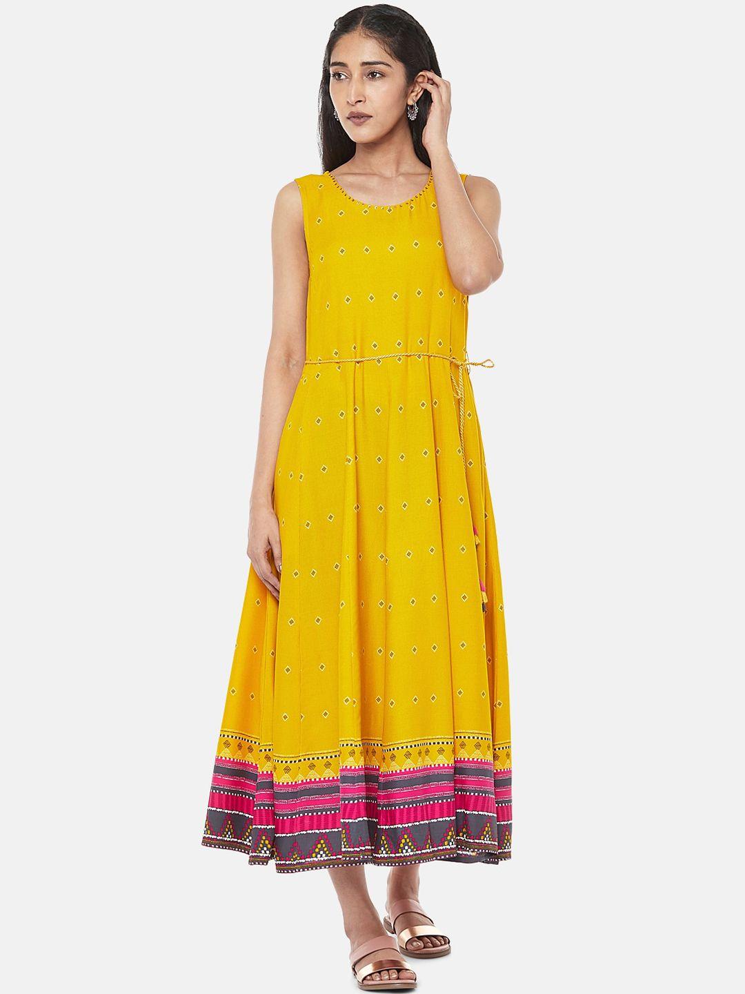 akkriti by pantaloons yellow midi dress