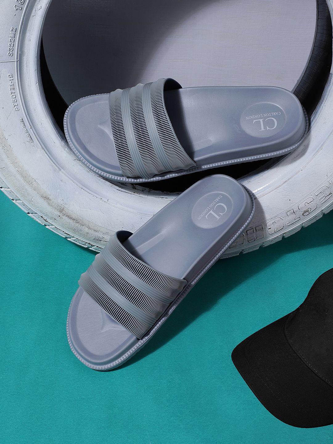 carlton london men grey striped sliders