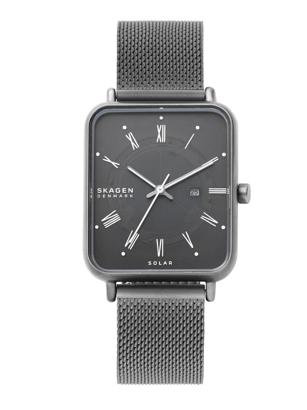 skagen men grey dial & stainless steel bracelet style straps analogue watch skw6757