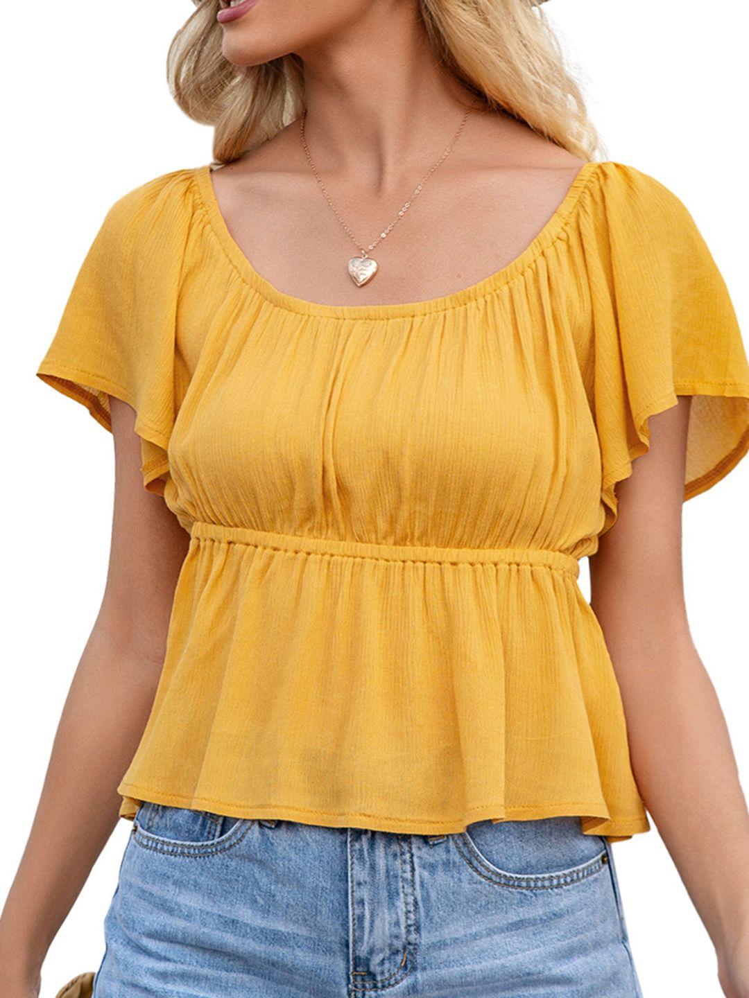 urbanic yellow off-shoulder peplum top