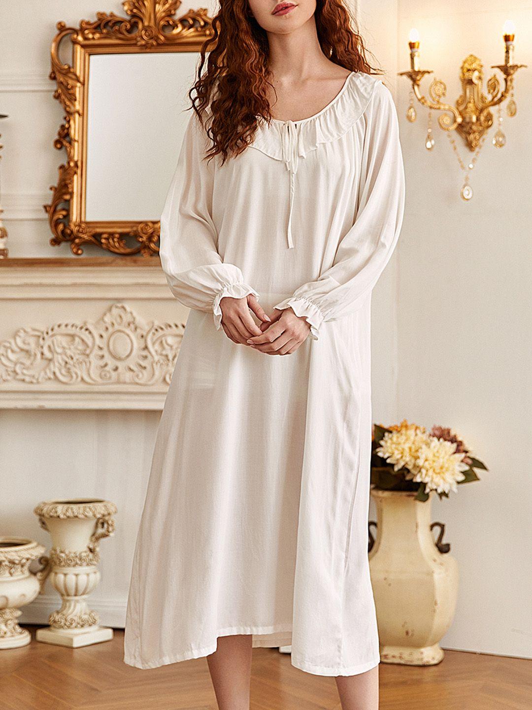 urbanic white solid midi nightdress