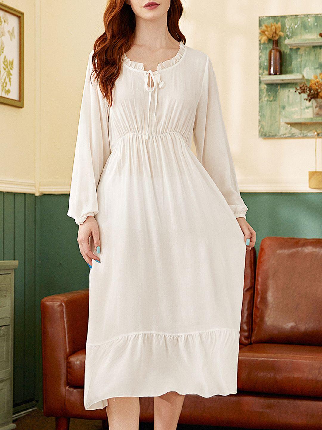 urbanic white solid midi nightdress