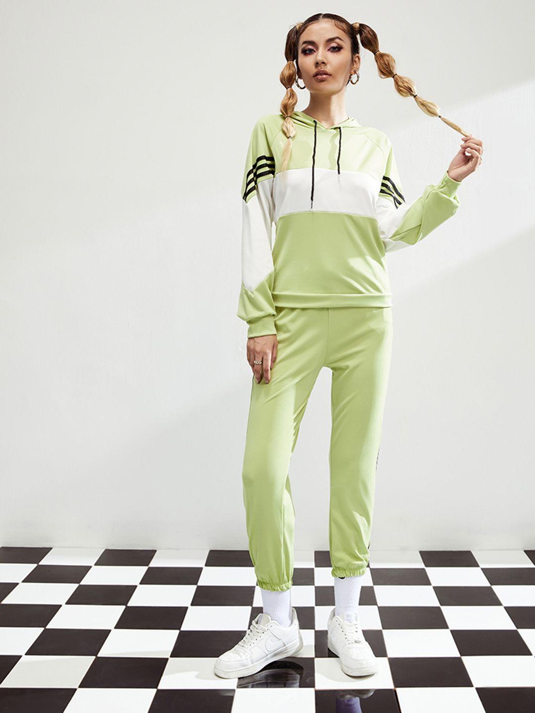 urbanic green & white colourblocked co-ords