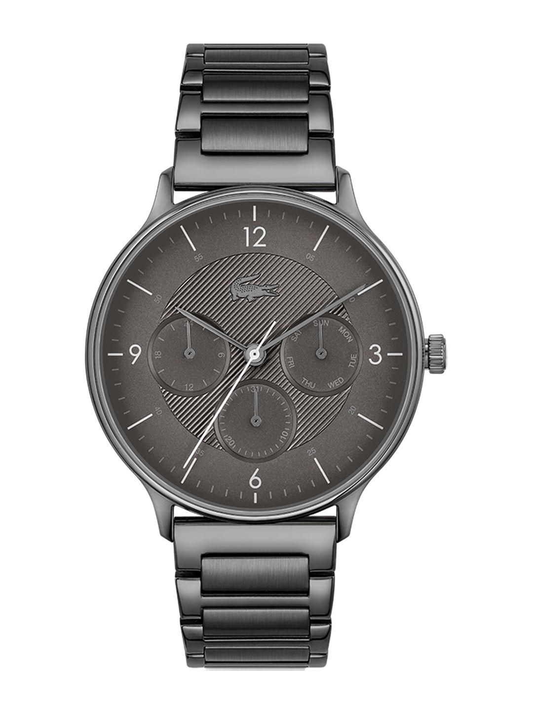 lacoste men grey stainless steel bracelet style strap analogue multifunction watch 2011142