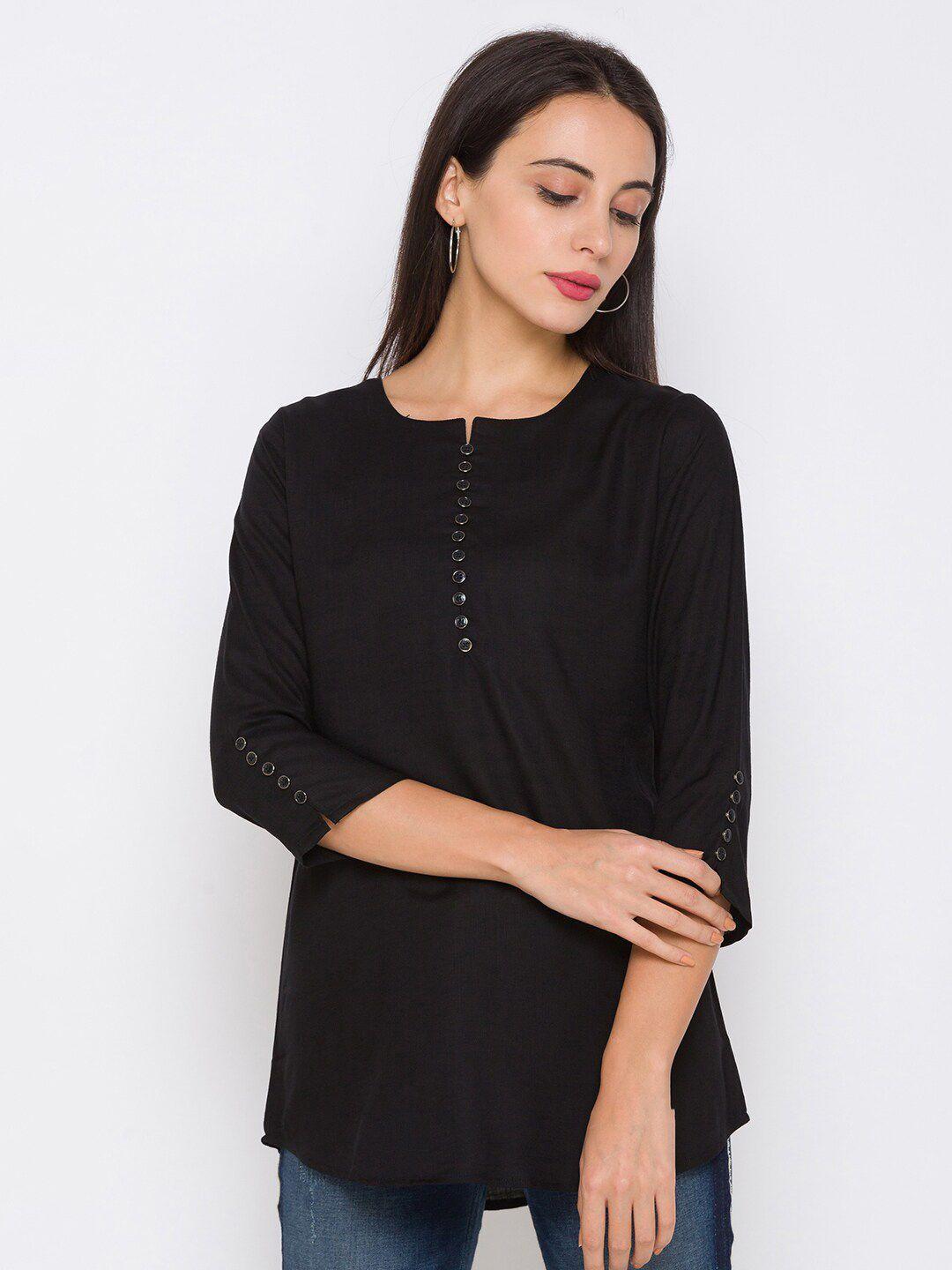 zola women black solid viscose rayon tunic