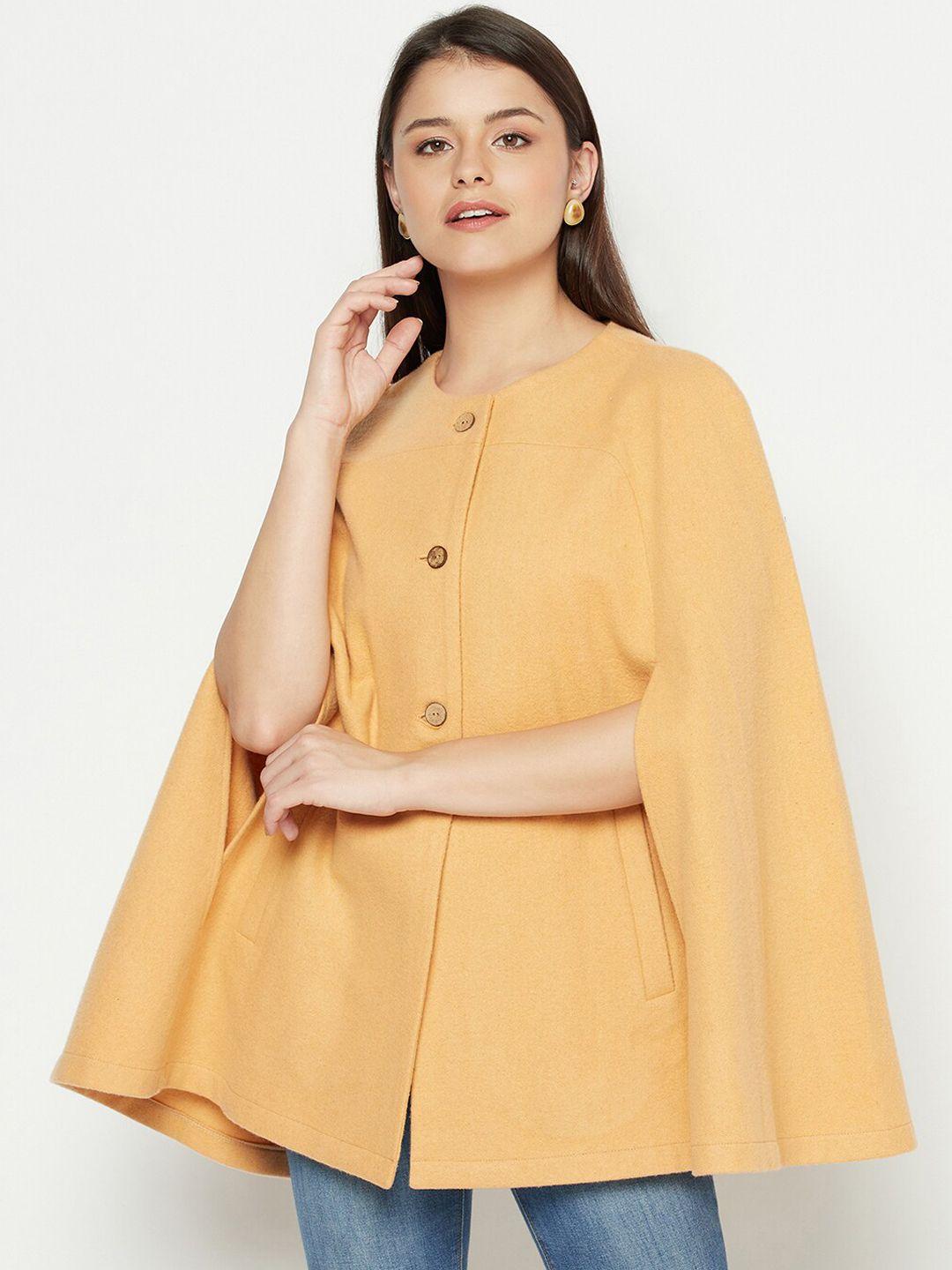 owncraft women yellow wool cape jacket