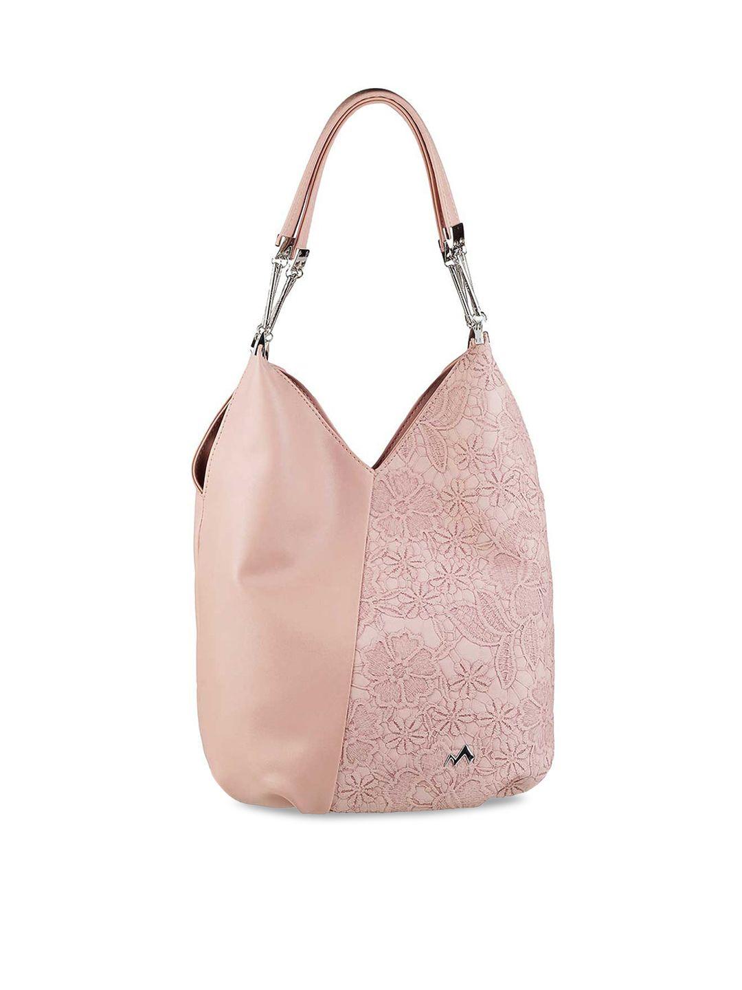 metro pink textured pu bucket hobo bag