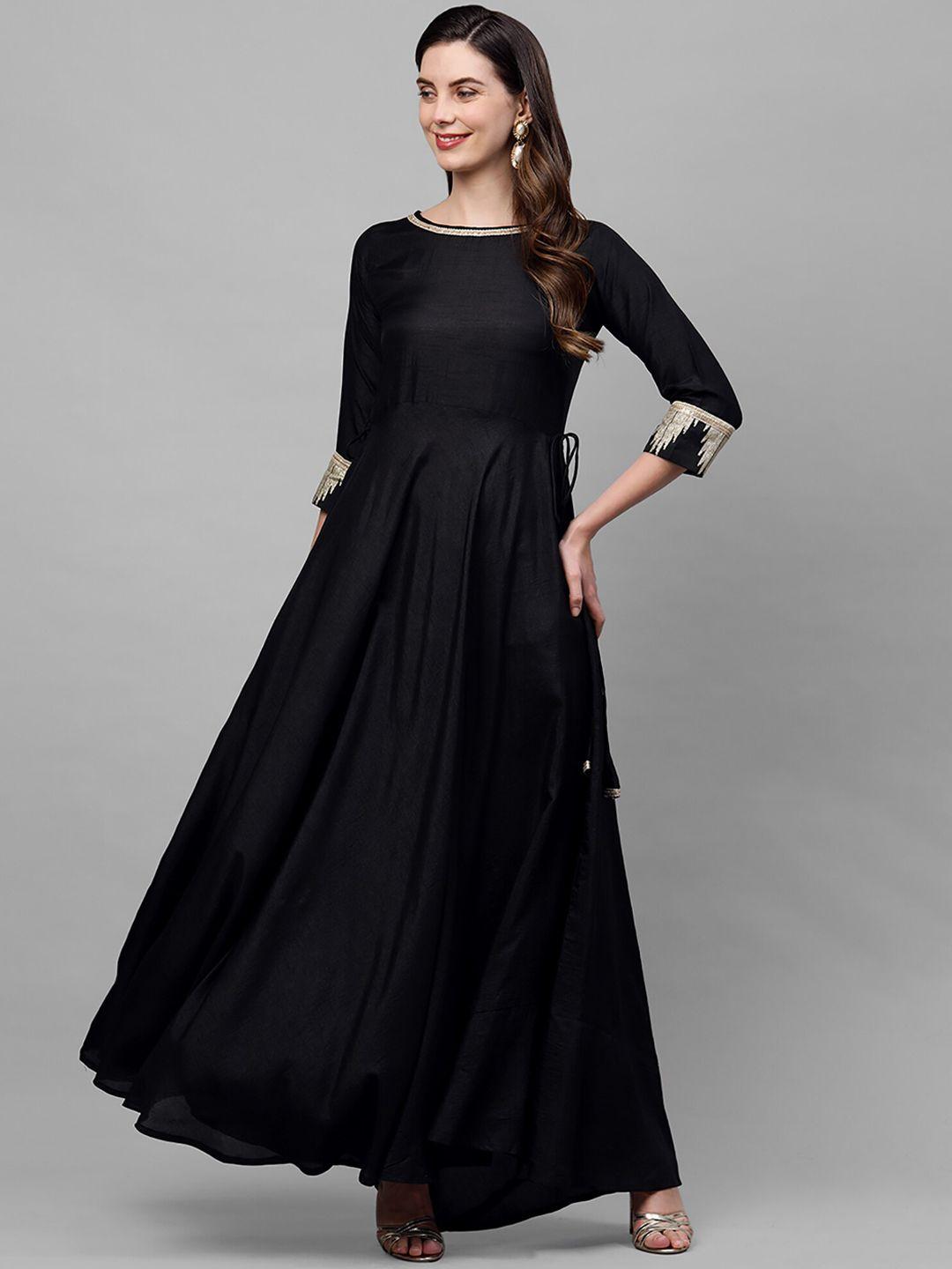 indo era women black anarkali kurta