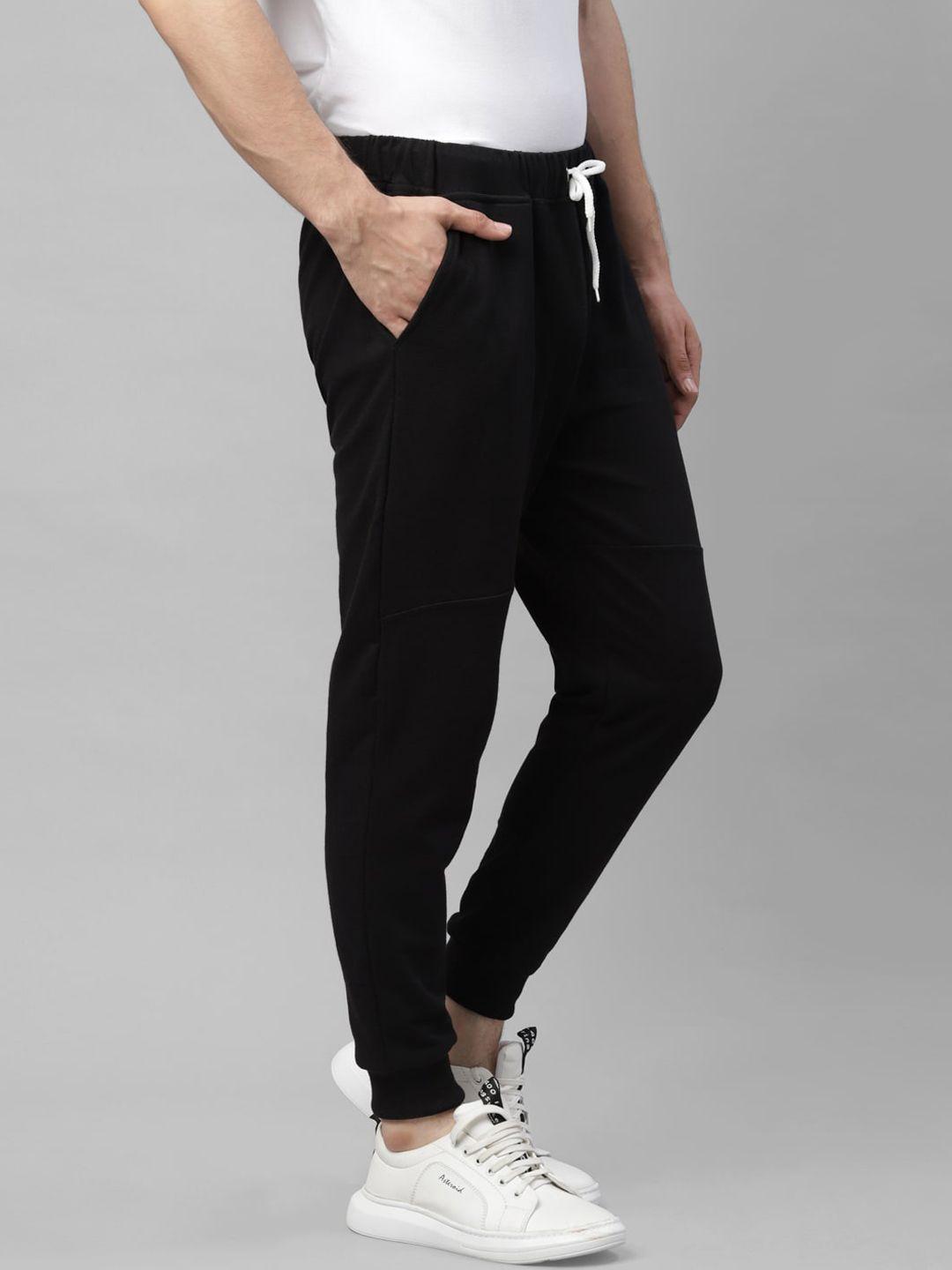 rigo men black solid cotton joggers