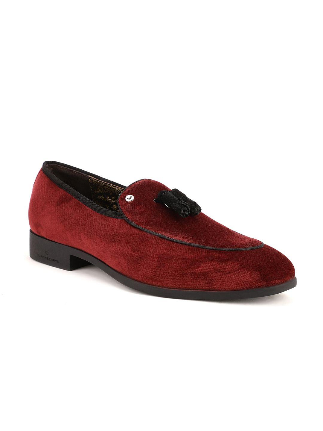 blackberrys men red velvet loafers