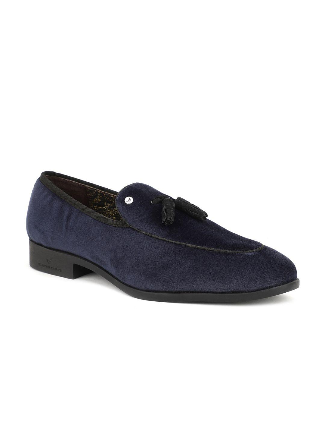 blackberrys men navy blue velvet slip-on sneakers