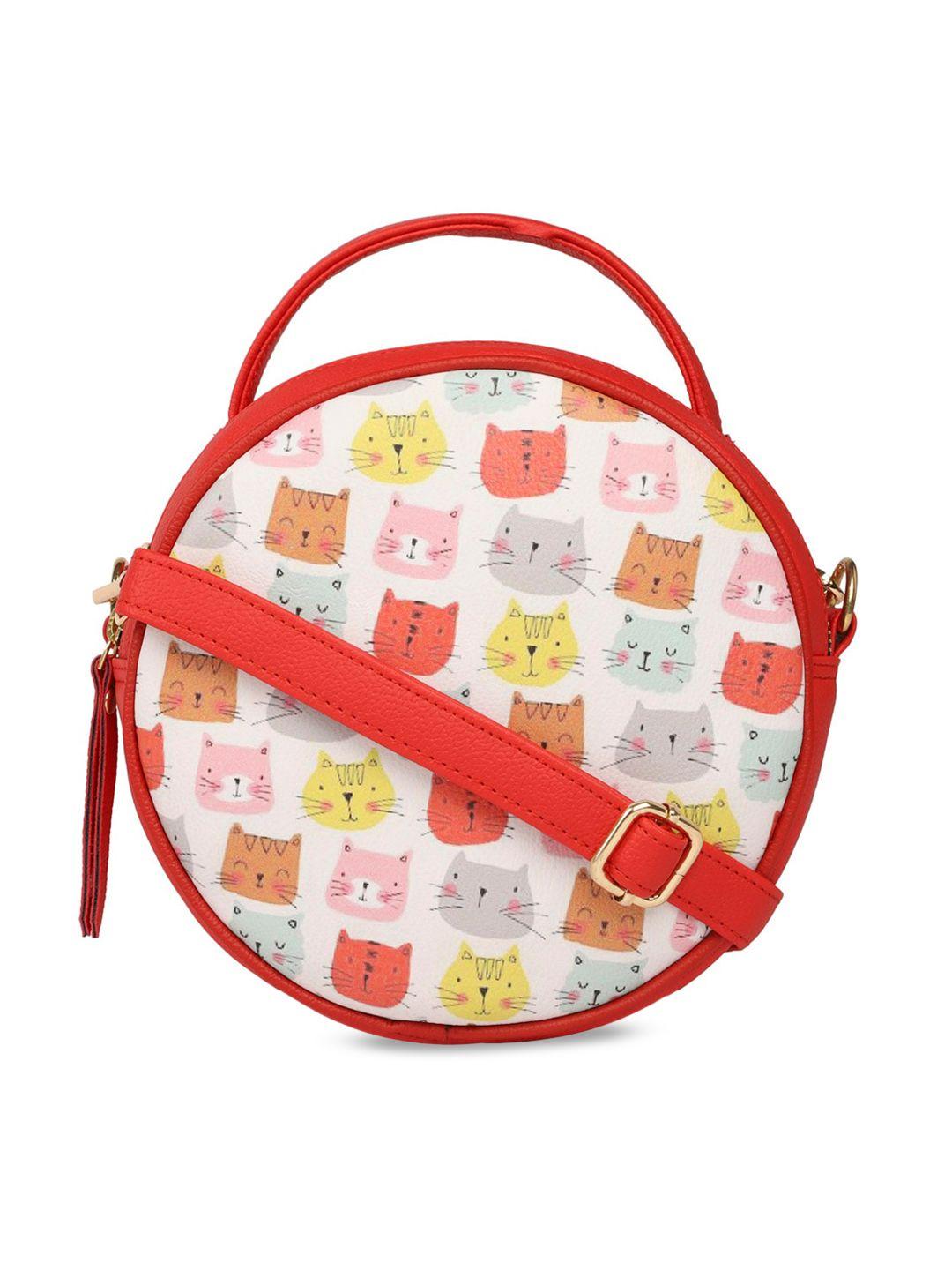 bagsy malone off white printed pu structured sling bag