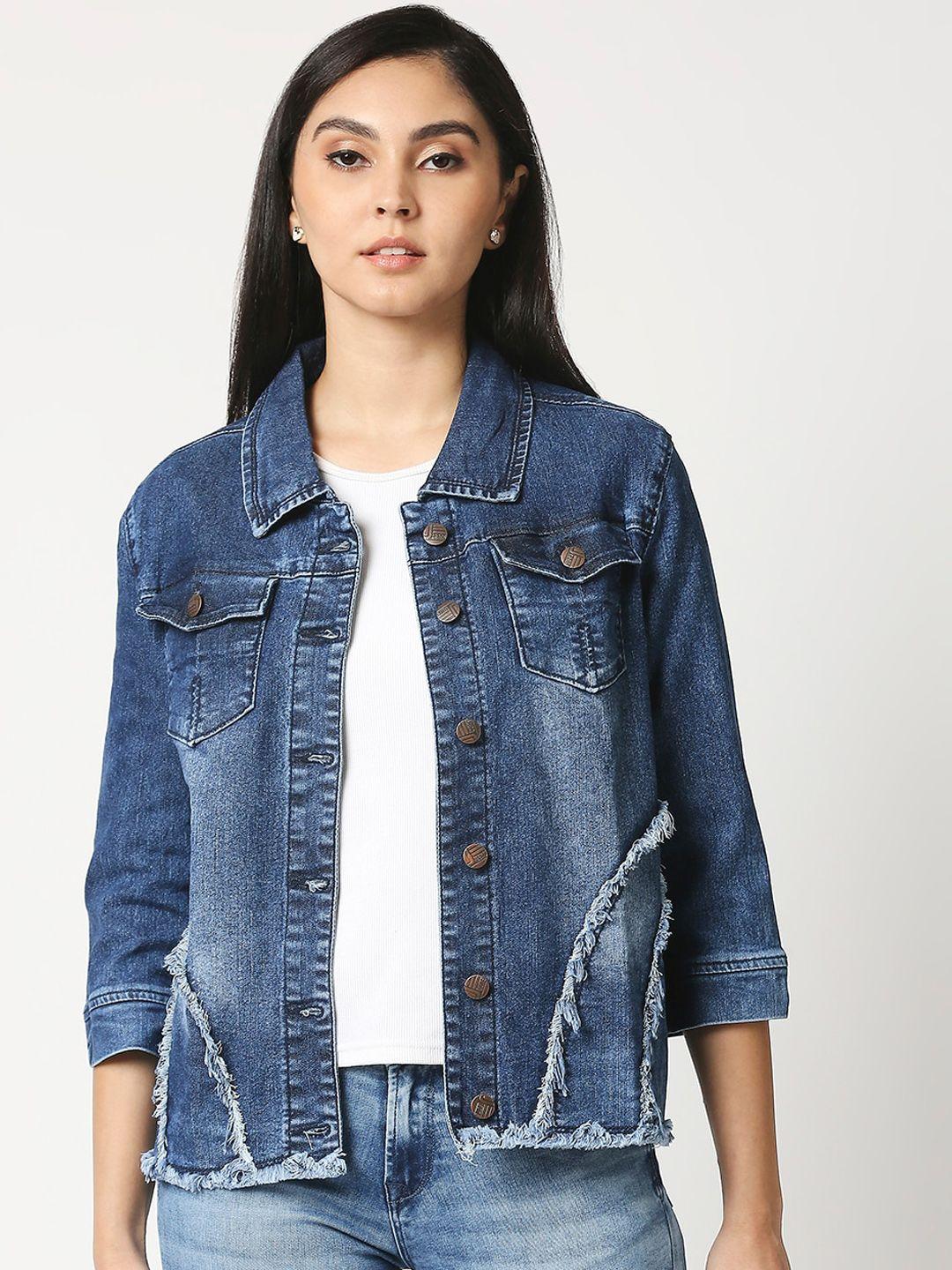 high star women blue cotton denim jacket