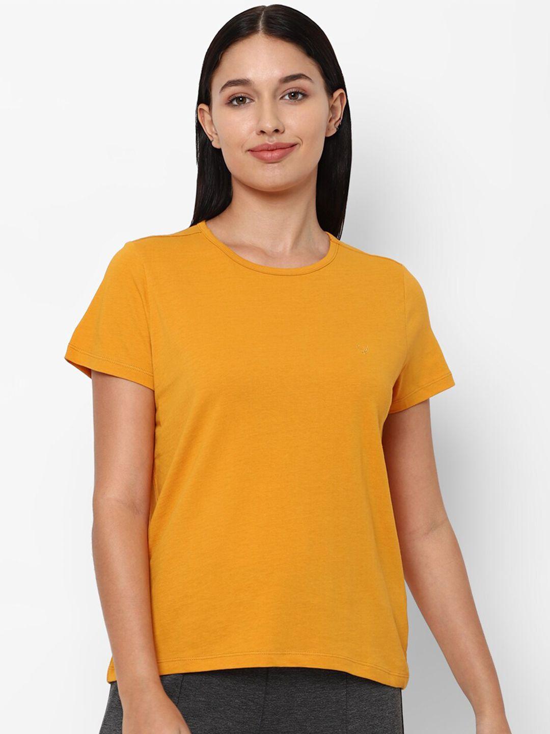 allen solly woman women orange pure cotton t-shirt