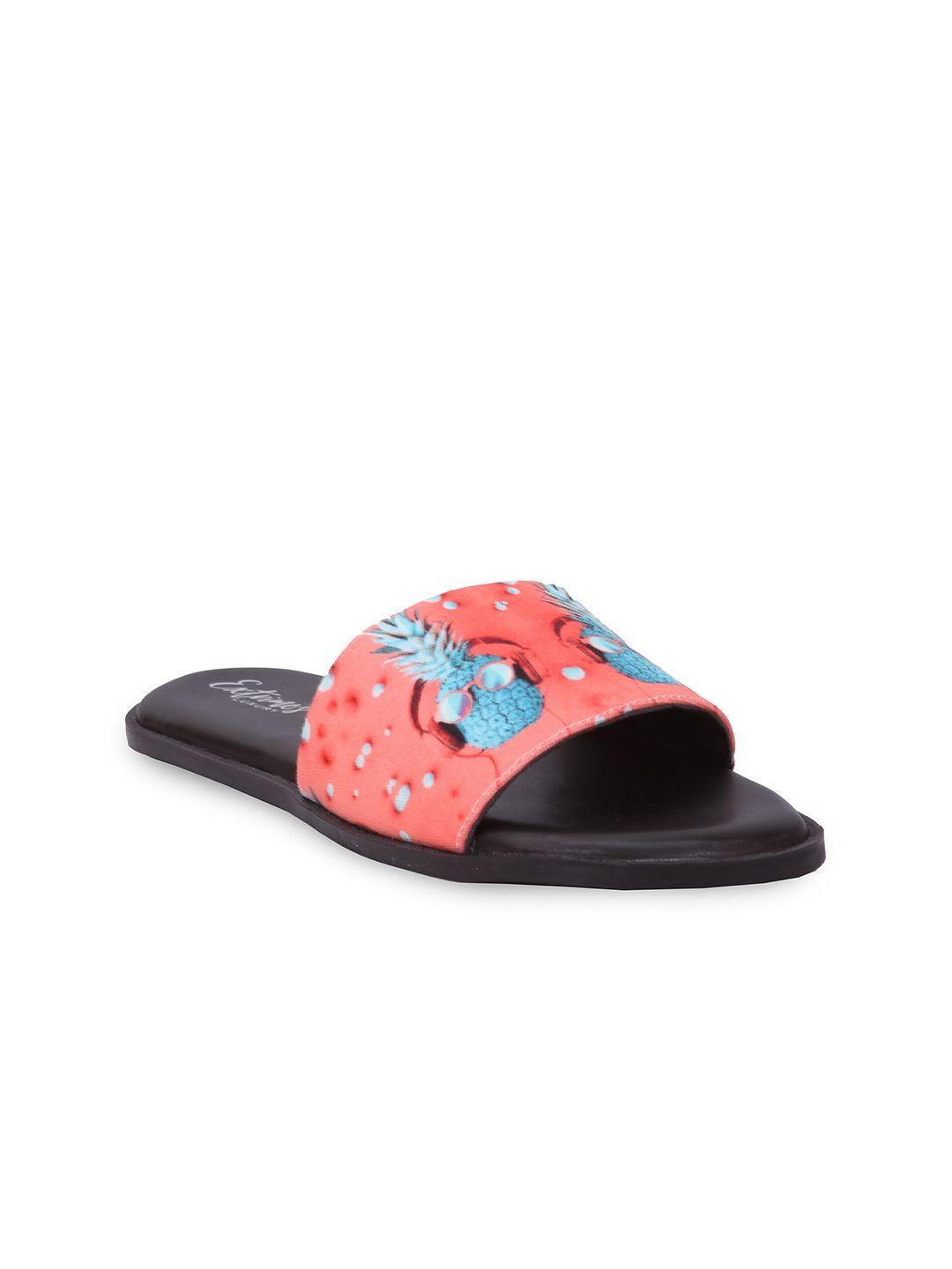 extrimos men peach-coloured & blue printed sliders