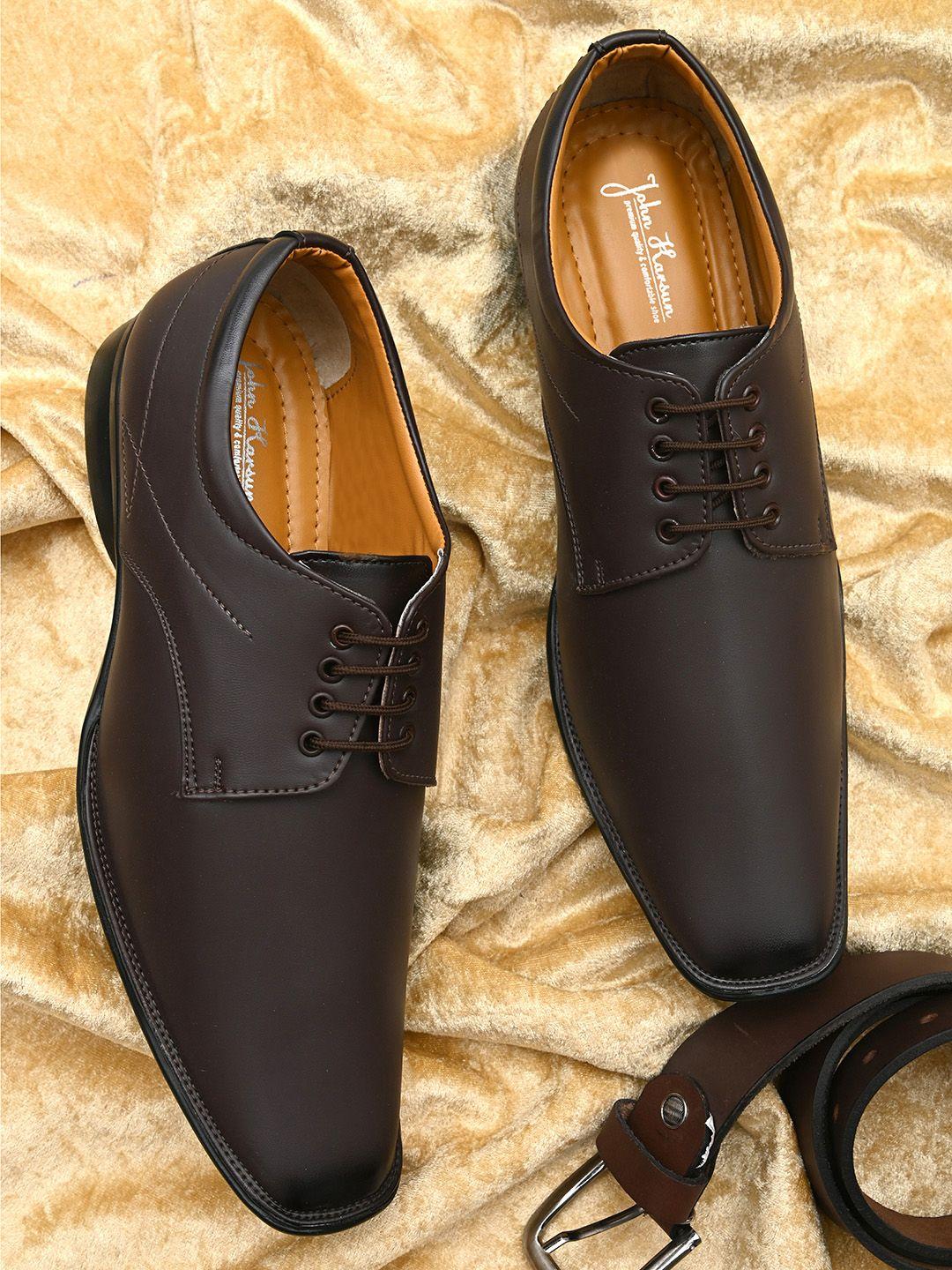 john karsun men brown solid formal derbys