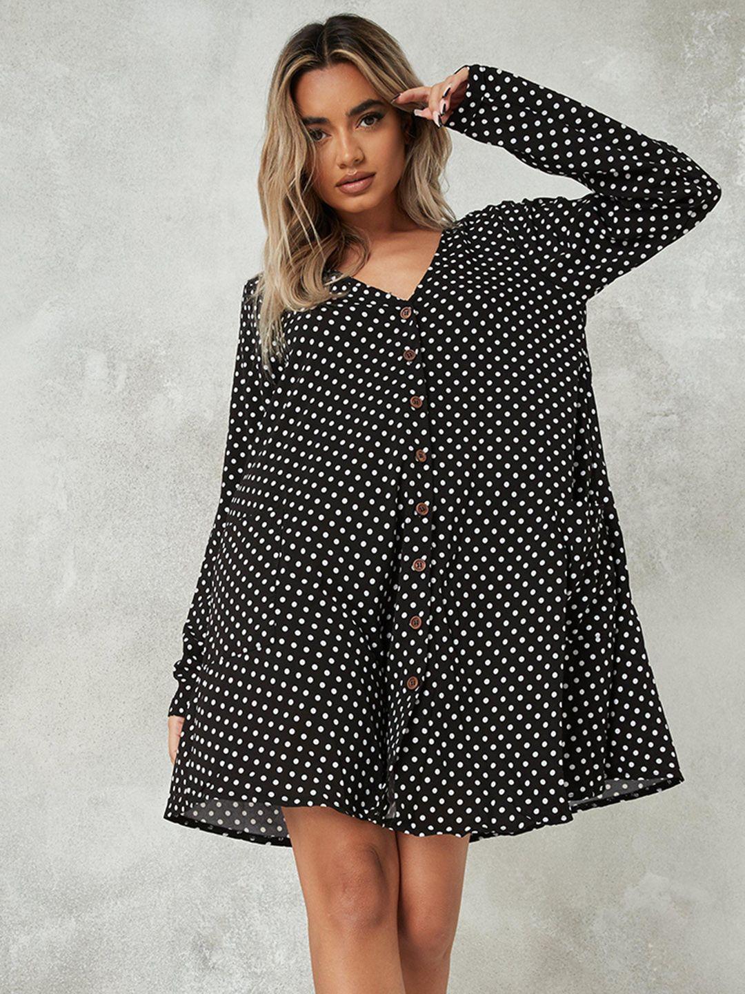 missguided black & white polka dot print trapeze dress