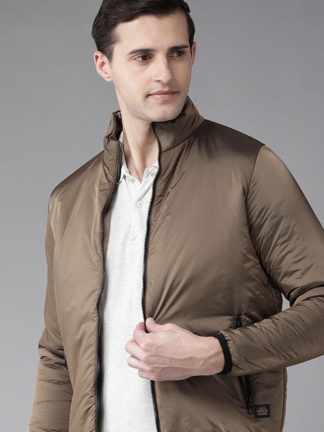 spykar men taupe padded jacket