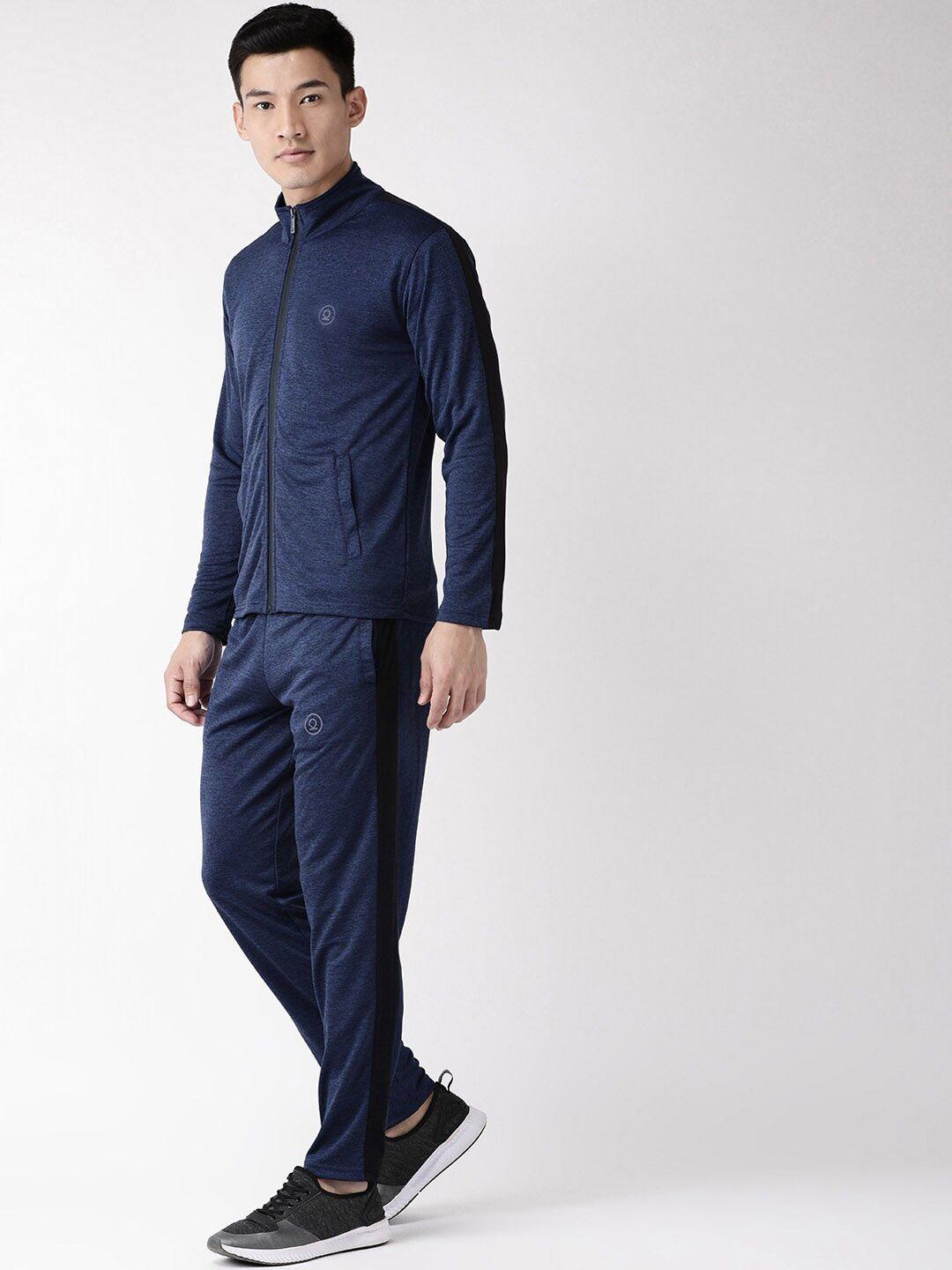 chkokko men navy blue solid tracksuit