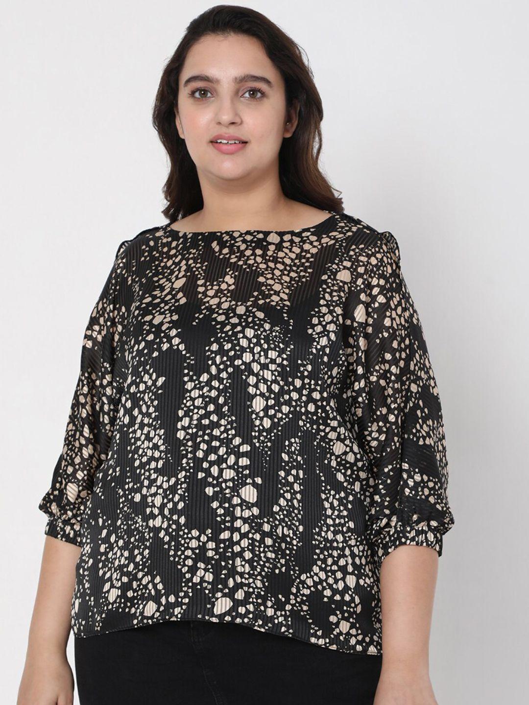 vero moda curve black & off-white regular top