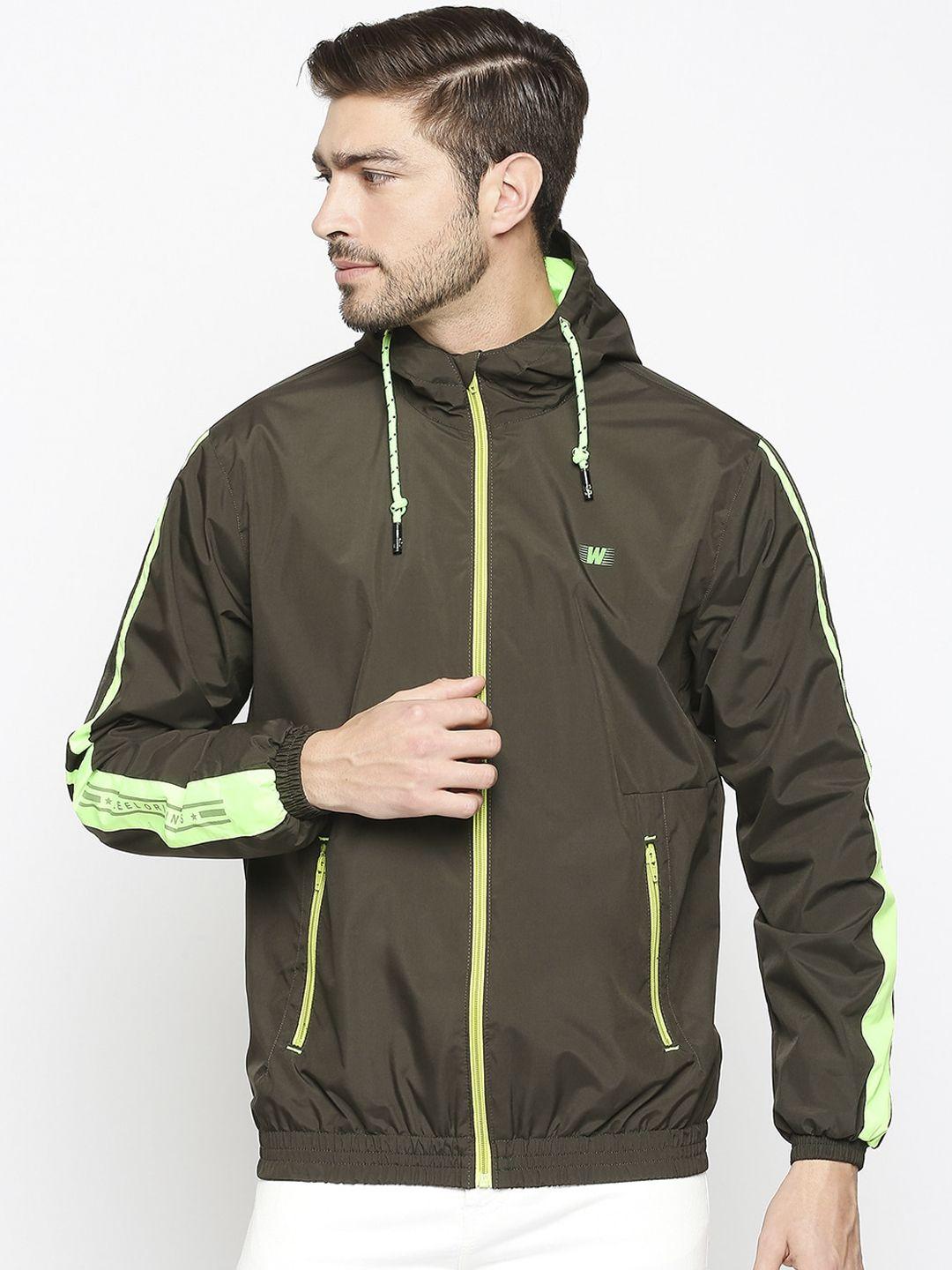 zeel men olive green windcheater crop sporty jacket