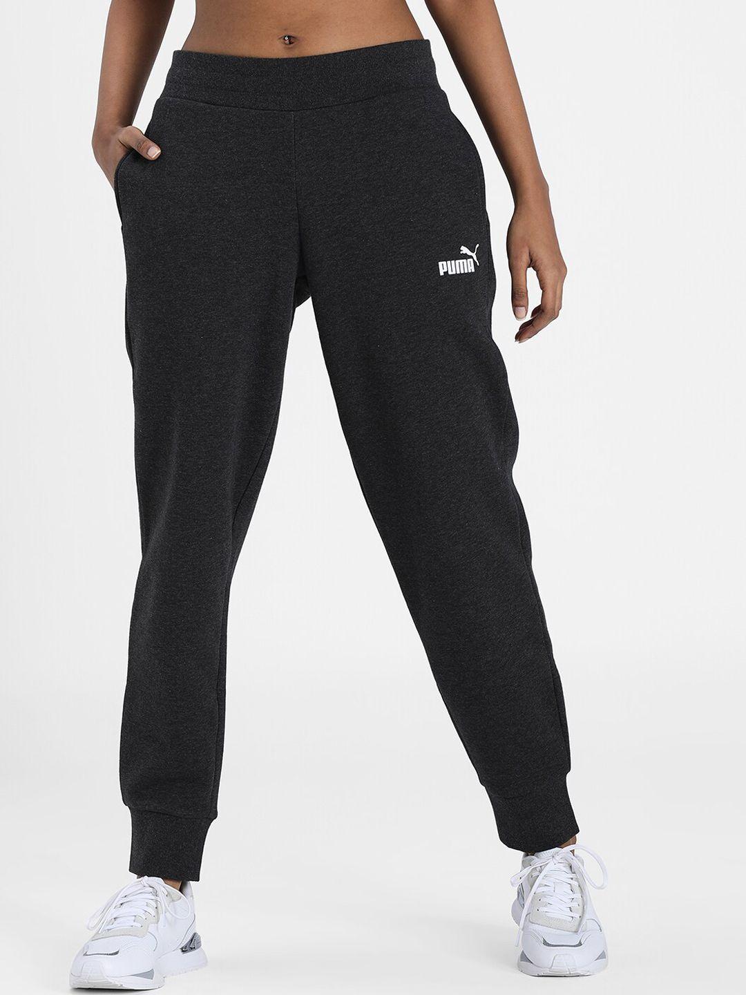 puma women grey solid ess jogger sweatpants