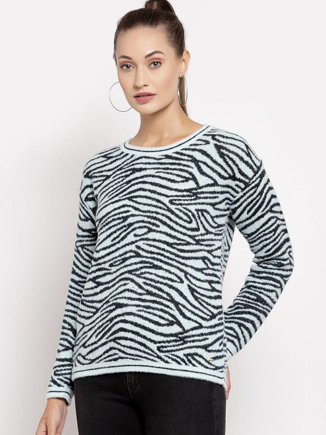 juelle women blue & black animal pullover