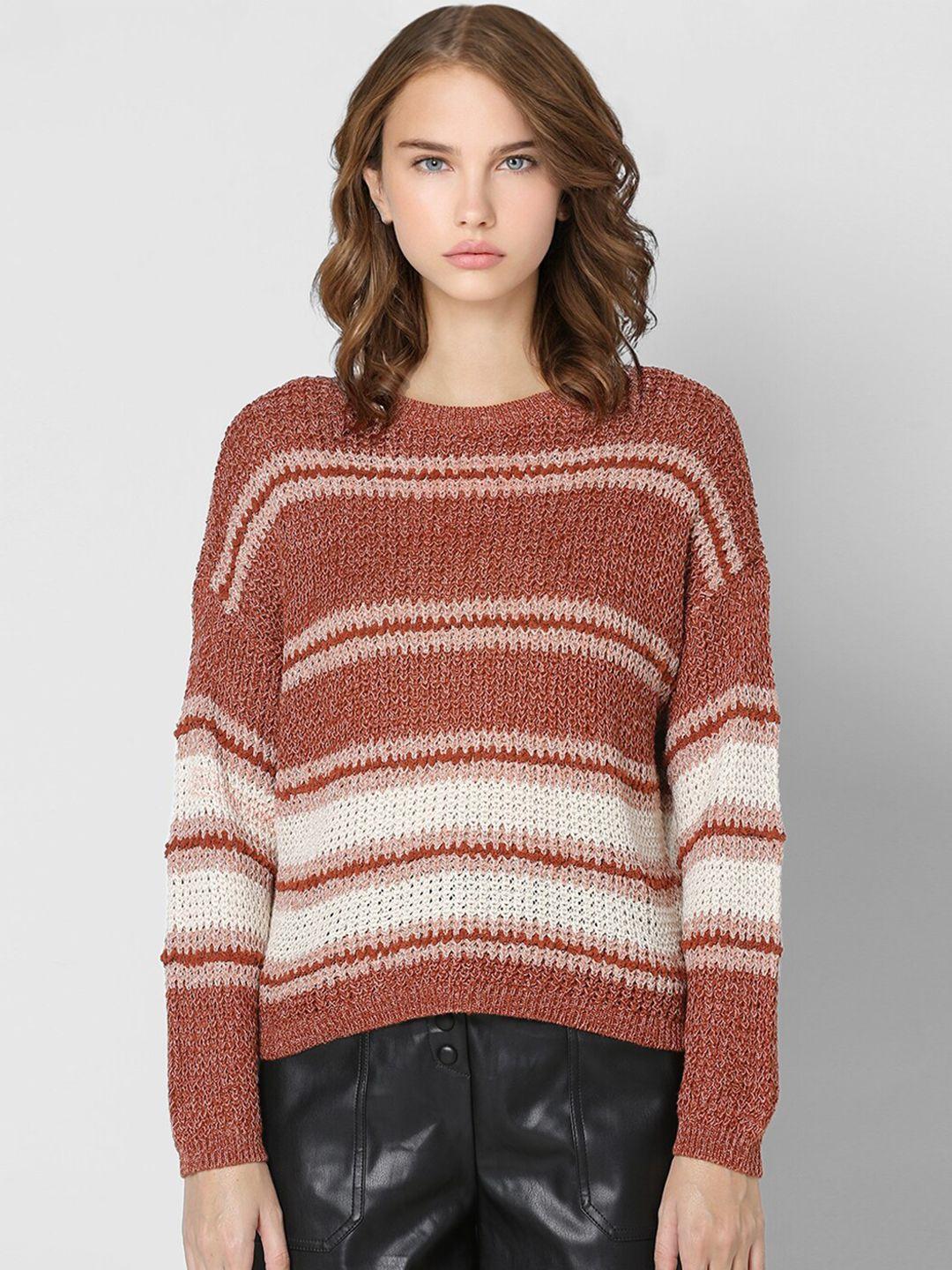 only women brown & white striped pullover