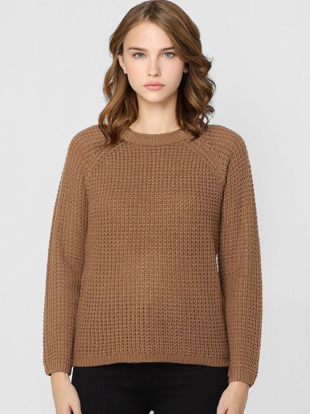 only women brown pure acrylic pullover