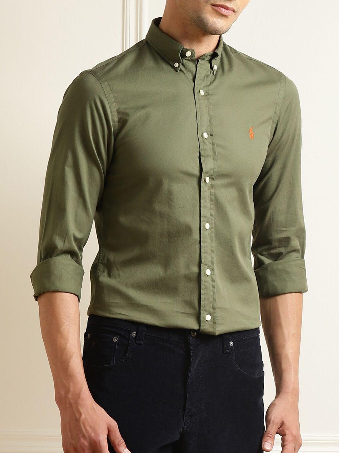 polo ralph lauren men green opaque casual shirt