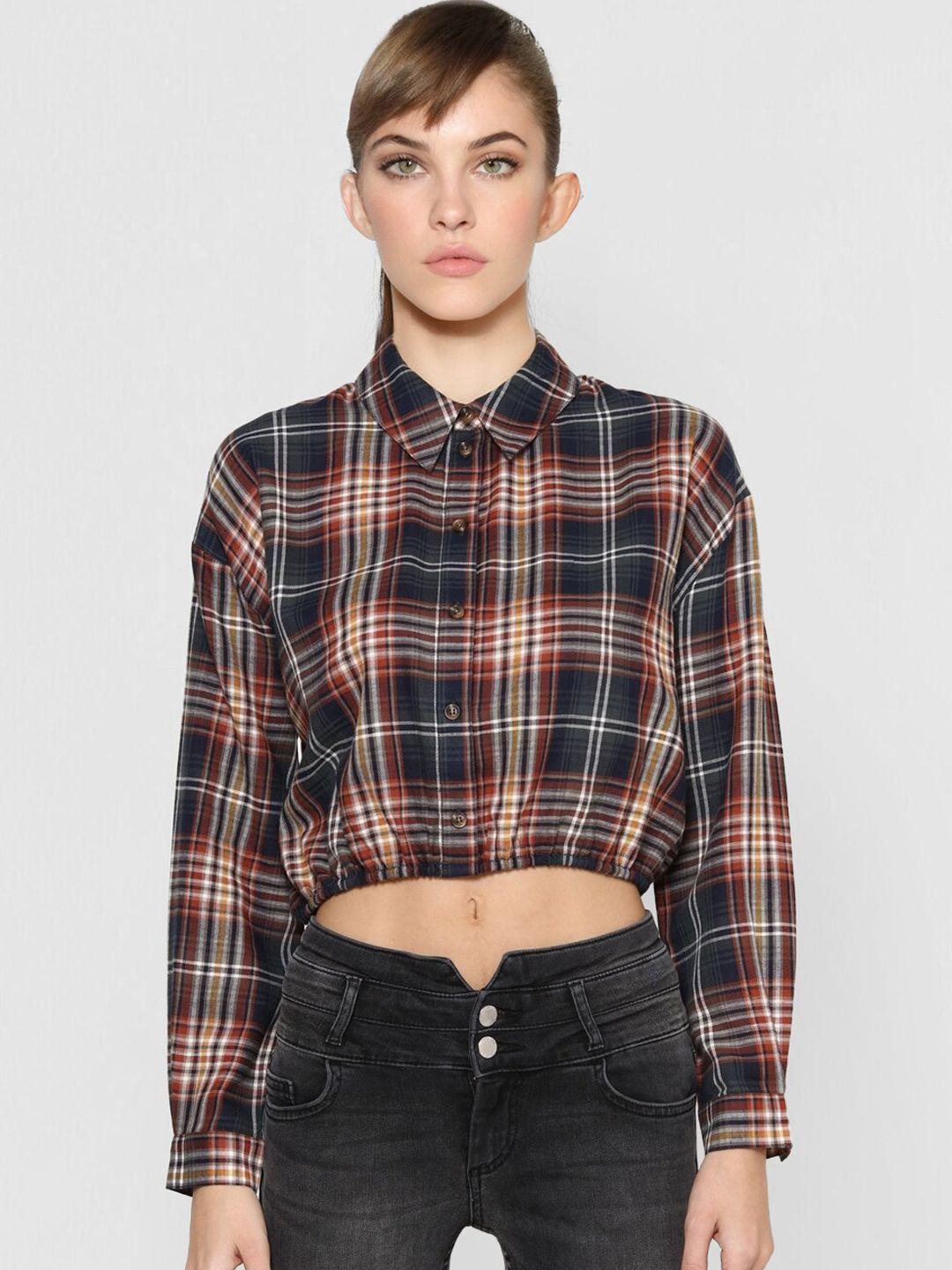 only women multicoloured tartan checks opaque checked casual shirt