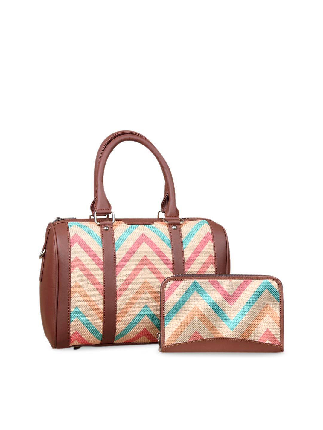 zouk multicoloured geometric structured handheld bag with wallet