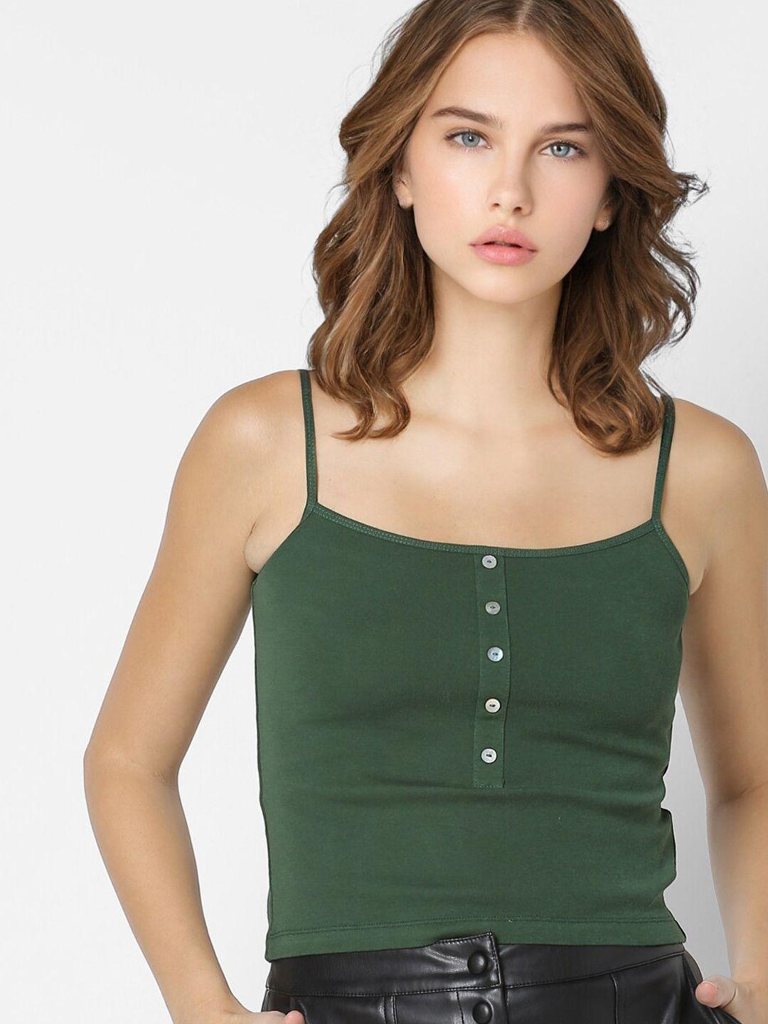 only green solid fitted top