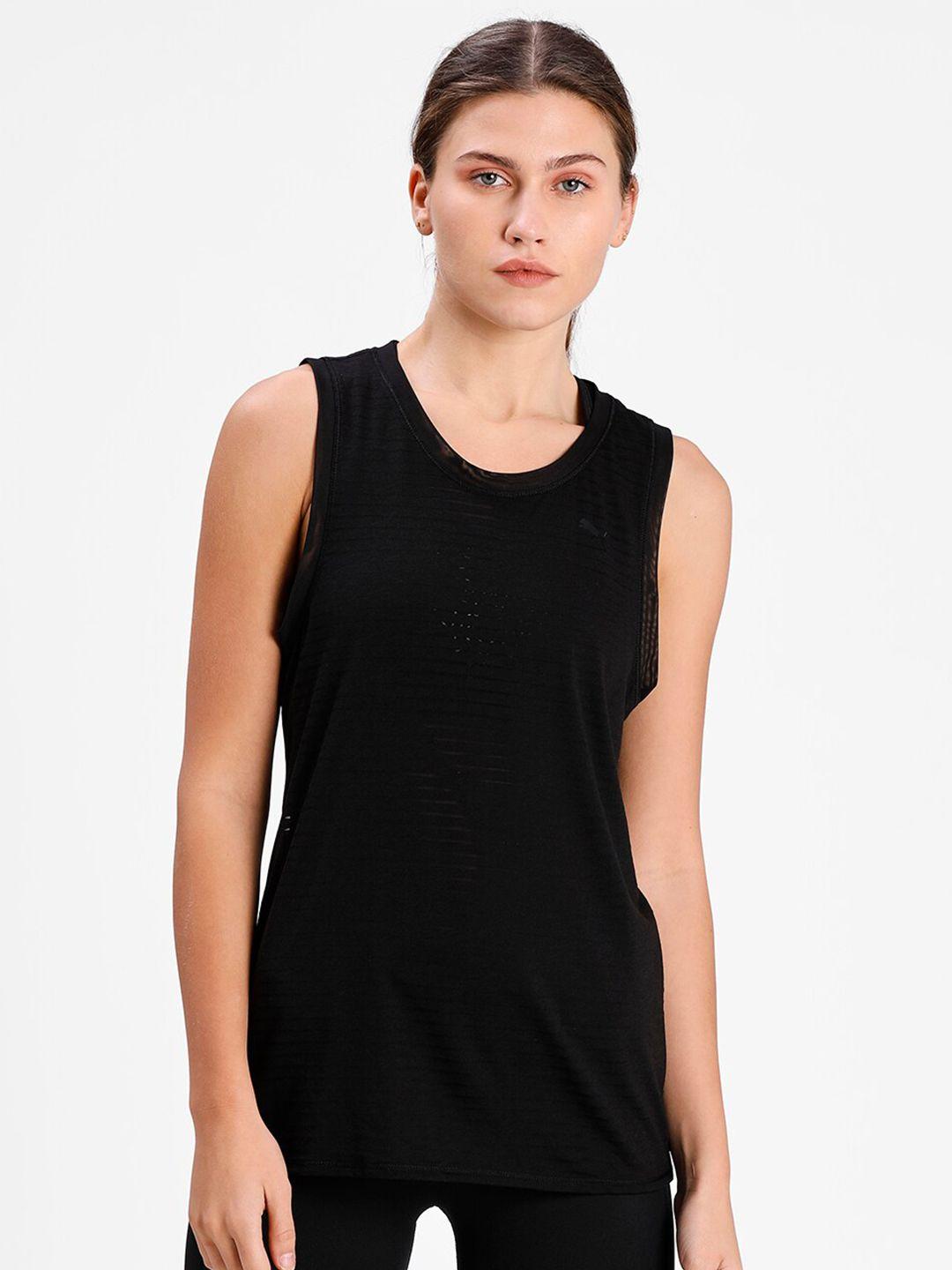 puma black studio burnout tank yoga top