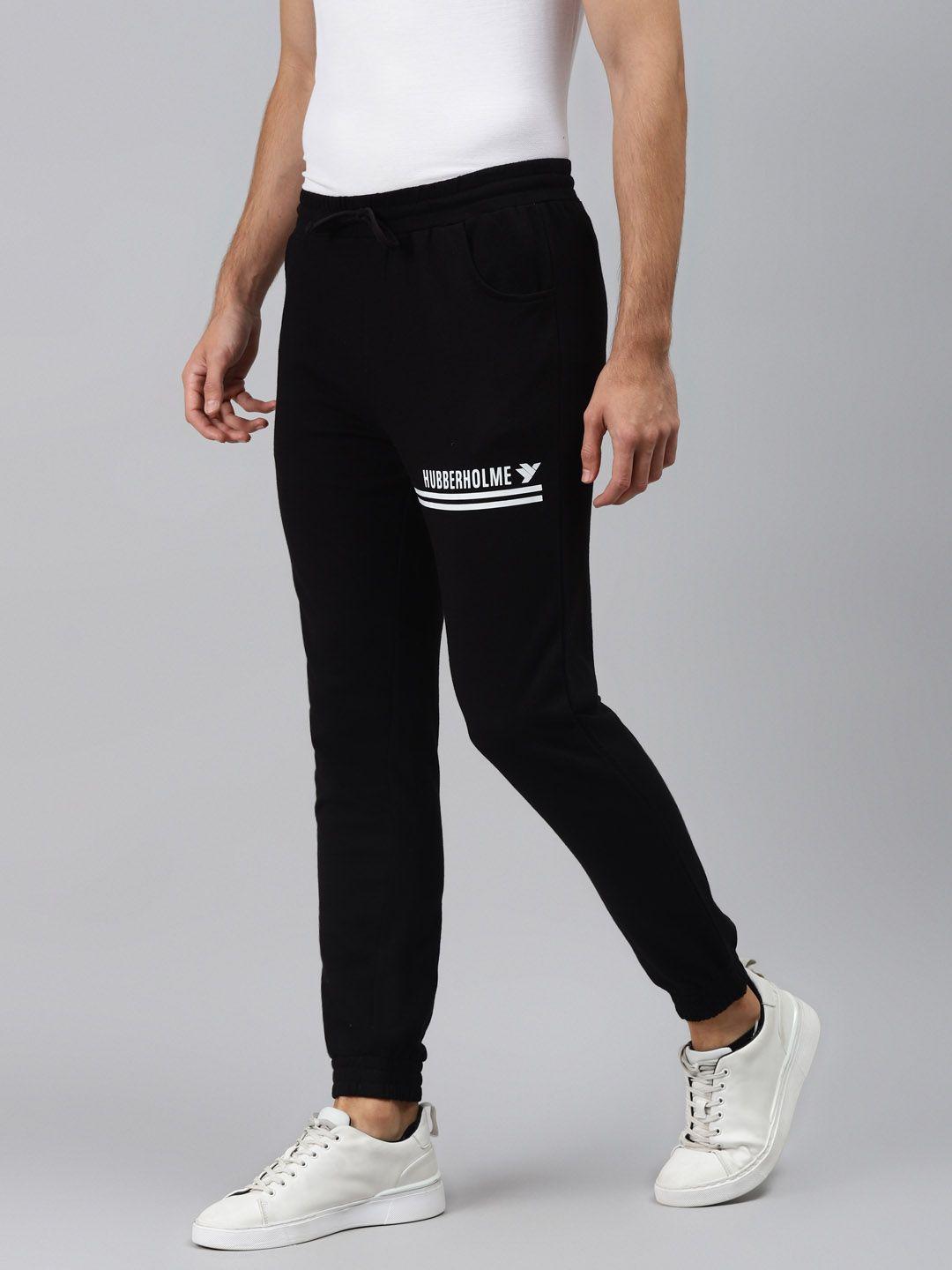 hubberholme men black solid joggers