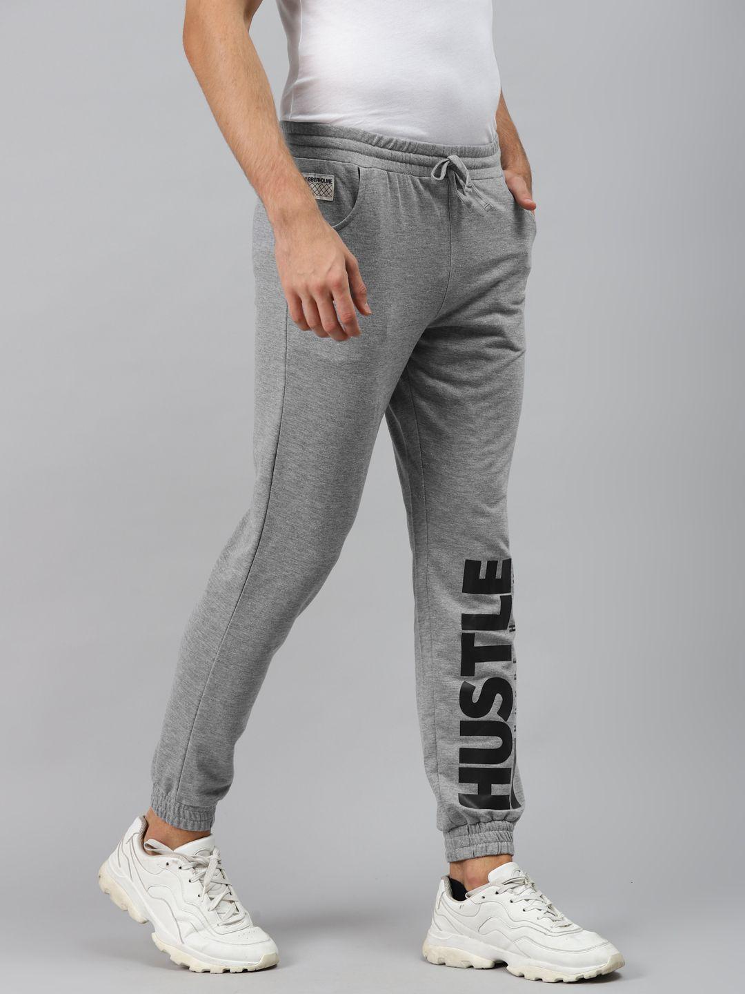 hubberholme men grey printed joggers